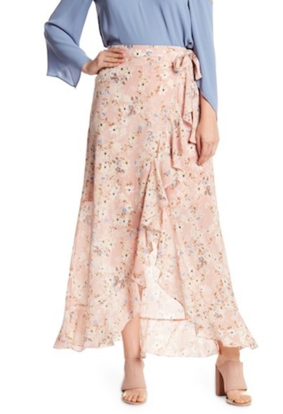 BCBGMaxAzria Brooke Ruffled Wrap Maxi Skirt Print - Picture 2 of 8